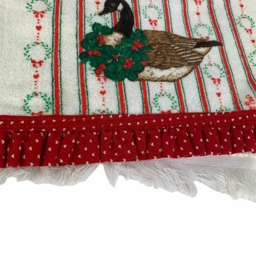 Vintage Screen Prints by Sayco Christmas Goose Fingertip Towels Set of 2 Holiday